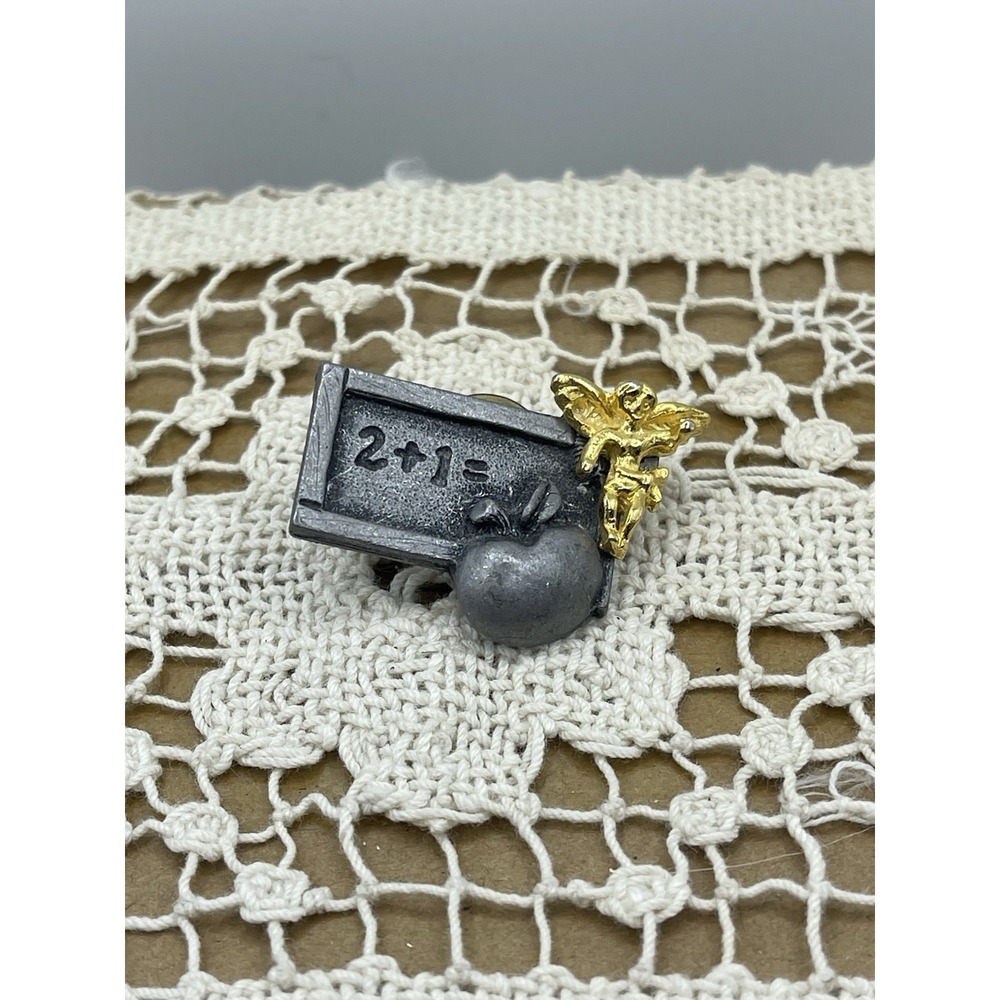 Teacher Angel Lapel Pin Chalk Board & Apple